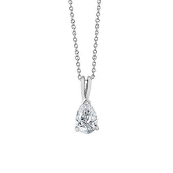 Pendant Necklace With Chain 1.50 Carat Genuine Pear Cut Diamond White Gold