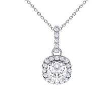 Pendant Necklace With Chain 2.60 Carats Natural Diamonds White Gold 14K