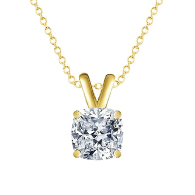 Pendant Necklace With Chain 3 Carat Big Natural Diamond Yellow Gold 14K