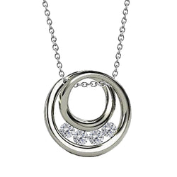 Pendant Solid White Gold 14K 2 Carats Round Real Natural Earth Mined Diamond Circle Necklace