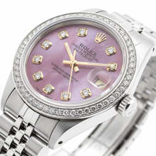 Perpetual Rolex Date Just Burgundy Dial Bezel Ss Jubilee Ladies Watch