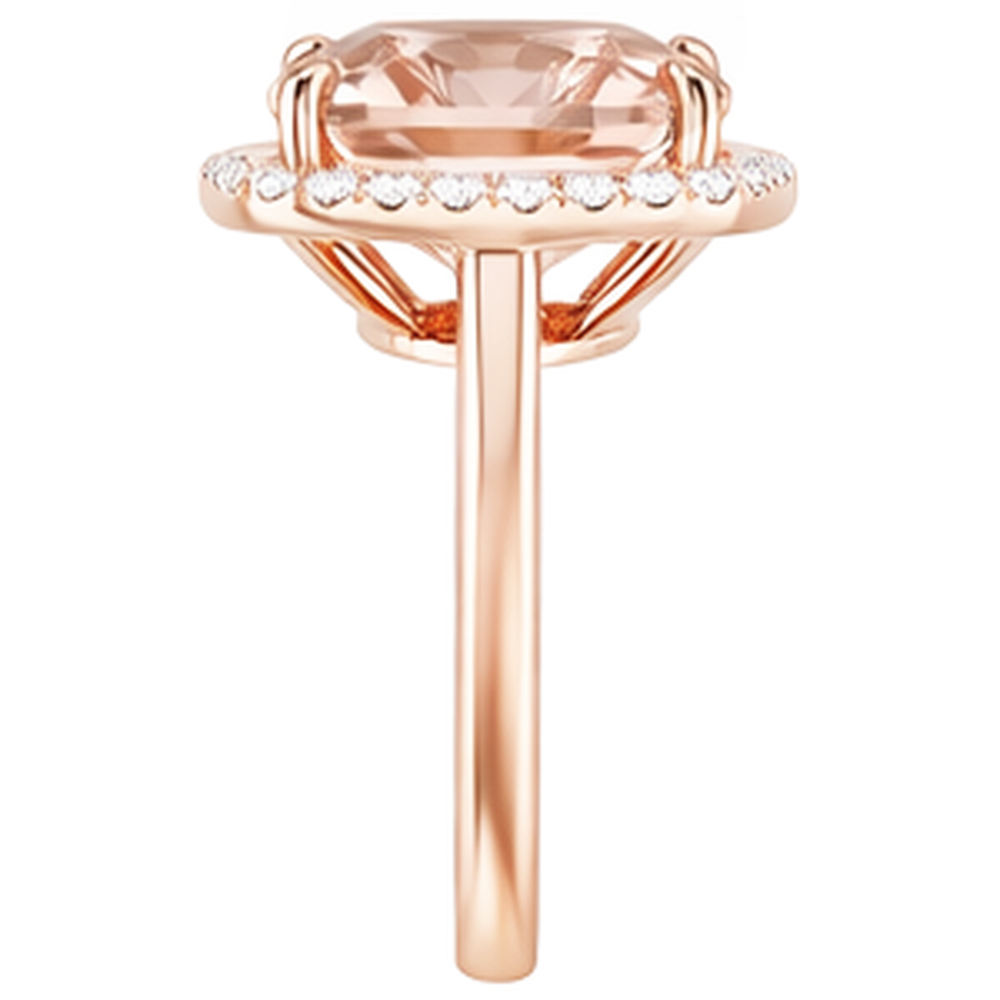 Pink Cushion Morganite Natural Earth Mined Diamond Wedding Ring 22.50 Carats Rose Gold 14K
