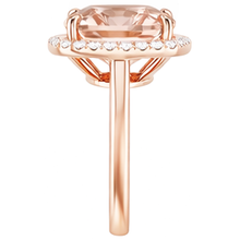 Pink Cushion Morganite Natural Earth Mined Diamond Wedding Ring 22.50 Carats Rose Gold 14K