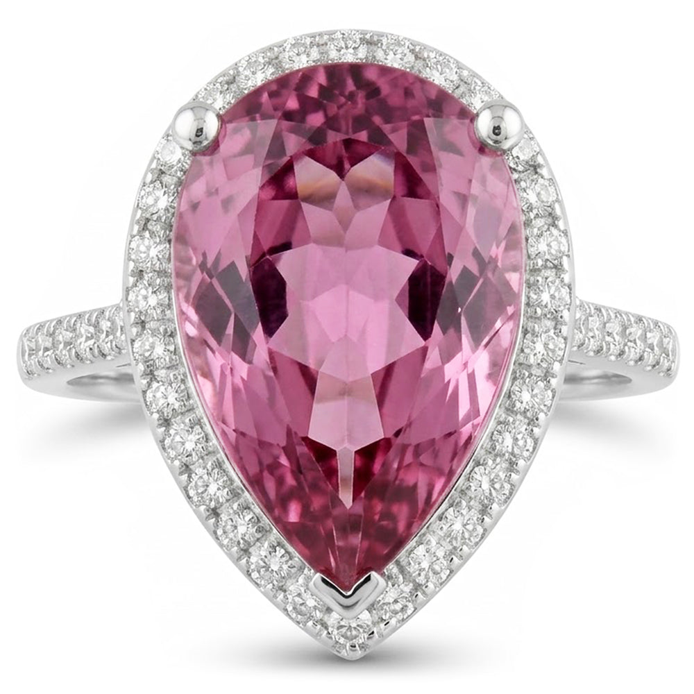 Pink Kunzite 20.40 Ct Natural Earth Mined Diamond Wedding Ring White Gold Gemstone Jewellery