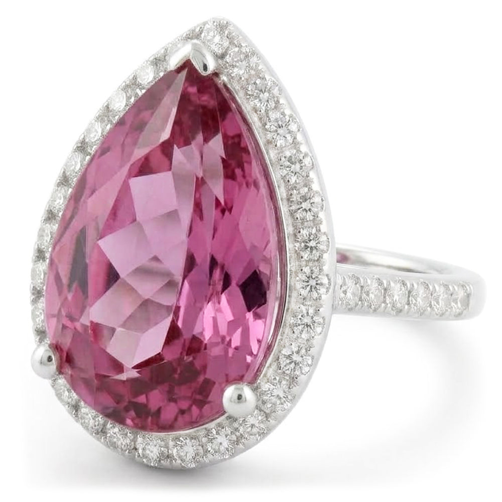 Pink Kunzite 20.40 Ct Natural Earth Mined Diamond Wedding Ring White Gold Gemstone Jewellery