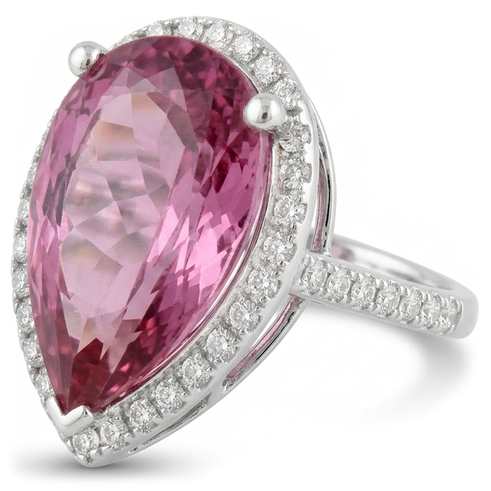 Pink Kunzite 20.40 Ct Natural Earth Mined Diamond Wedding Ring White Gold Gemstone Jewellery