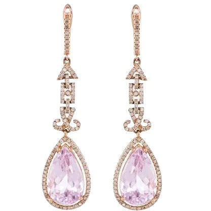 Pink Kunzite And Diamond Earrings
