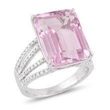 Pink Kunzite And Natural Earth Mined Diamond Wedding Ring 22 Ct White Gold 14K