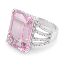 Pink Kunzite And Natural Earth Mined Diamond Wedding Ring 22 Ct White Gold 14K