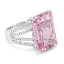 Pink Kunzite And Natural Earth Mined Diamond Wedding Ring 22 Ct White Gold 14K