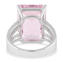 Pink Kunzite And Natural Earth Mined Diamond Wedding Ring 22 Ct White Gold 14K