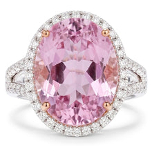 Pink Kunzite And Natural Earth Mined Diamonds 28.50 Carats Wedding Ring Gold 14K