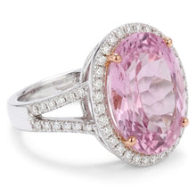 Pink Kunzite And Natural Earth Mined Diamonds 28.50 Carats Wedding Ring Gold 14K