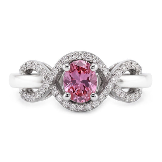 Pink Oval Cut Sapphire Natural Earth Mined Diamond Ring White Gold 14K 2 Ct.
