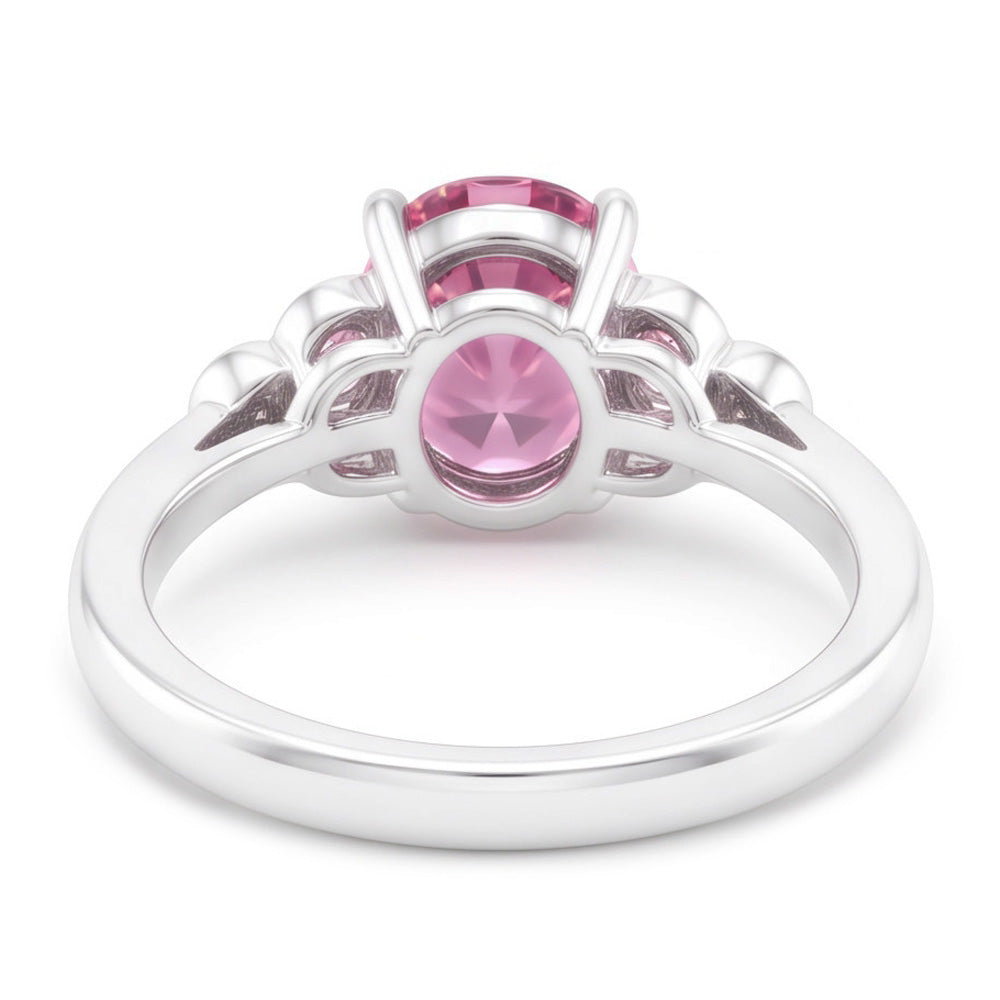 Pink Oval Sapphire Engagement Ring