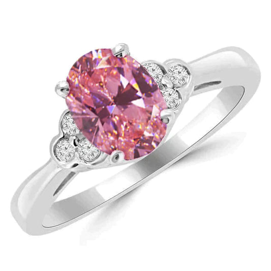 Pink Oval Sapphire Engagement Ring