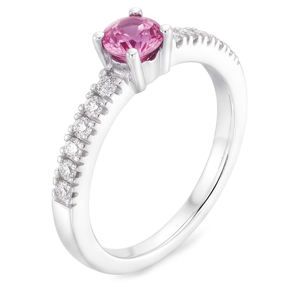 Pink Sapphire And Natural Earth Mined DIAMOND ( NOT LAB GROWN ) Ring 1.45 Carats Gemstone White Gold 14K