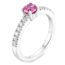 Pink Sapphire And Natural Earth Mined DIAMOND ( NOT LAB GROWN ) Ring 1.45 Carats Gemstone White Gold 14K
