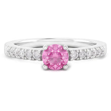 Pink Sapphire And Natural Earth Mined DIAMOND ( NOT LAB GROWN ) Ring 1.45 Carats Gemstone White Gold 14K