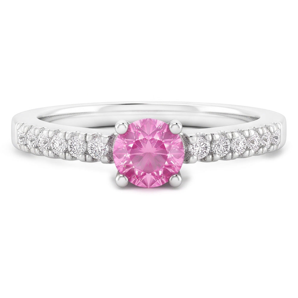 Pink Sapphire And Natural Earth Mined DIAMOND ( NOT LAB GROWN ) Ring 1.45 Carats Gemstone White Gold 14K