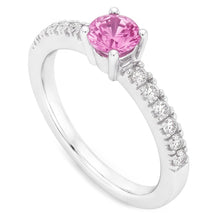 Pink Sapphire And Natural Earth Mined DIAMOND ( NOT LAB GROWN ) Ring 1.45 Carats Gemstone White Gold 14K