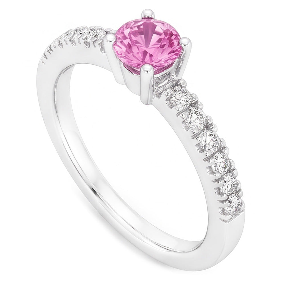 Pink Sapphire And Natural Earth Mined DIAMOND ( NOT LAB GROWN ) Ring 1.45 Carats Gemstone White Gold 14K