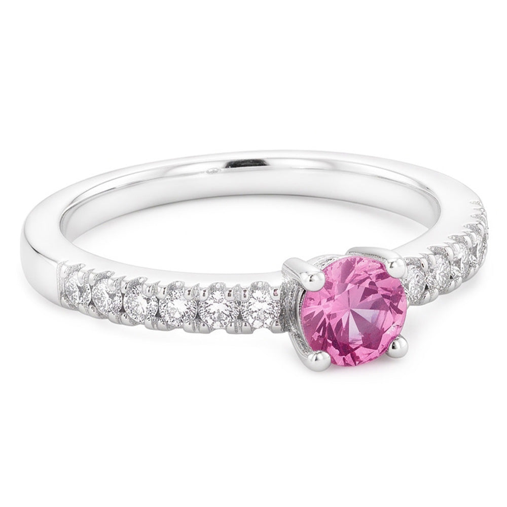 Pink Sapphire And Natural Earth Mined DIAMOND ( NOT LAB GROWN ) Ring 1.45 Carats Gemstone White Gold 14K