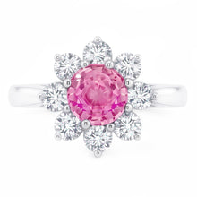 Pink Sapphire And Round Natural Earth Mined Diamonds 3.60 Ct Wedding Ring White Gold 14K