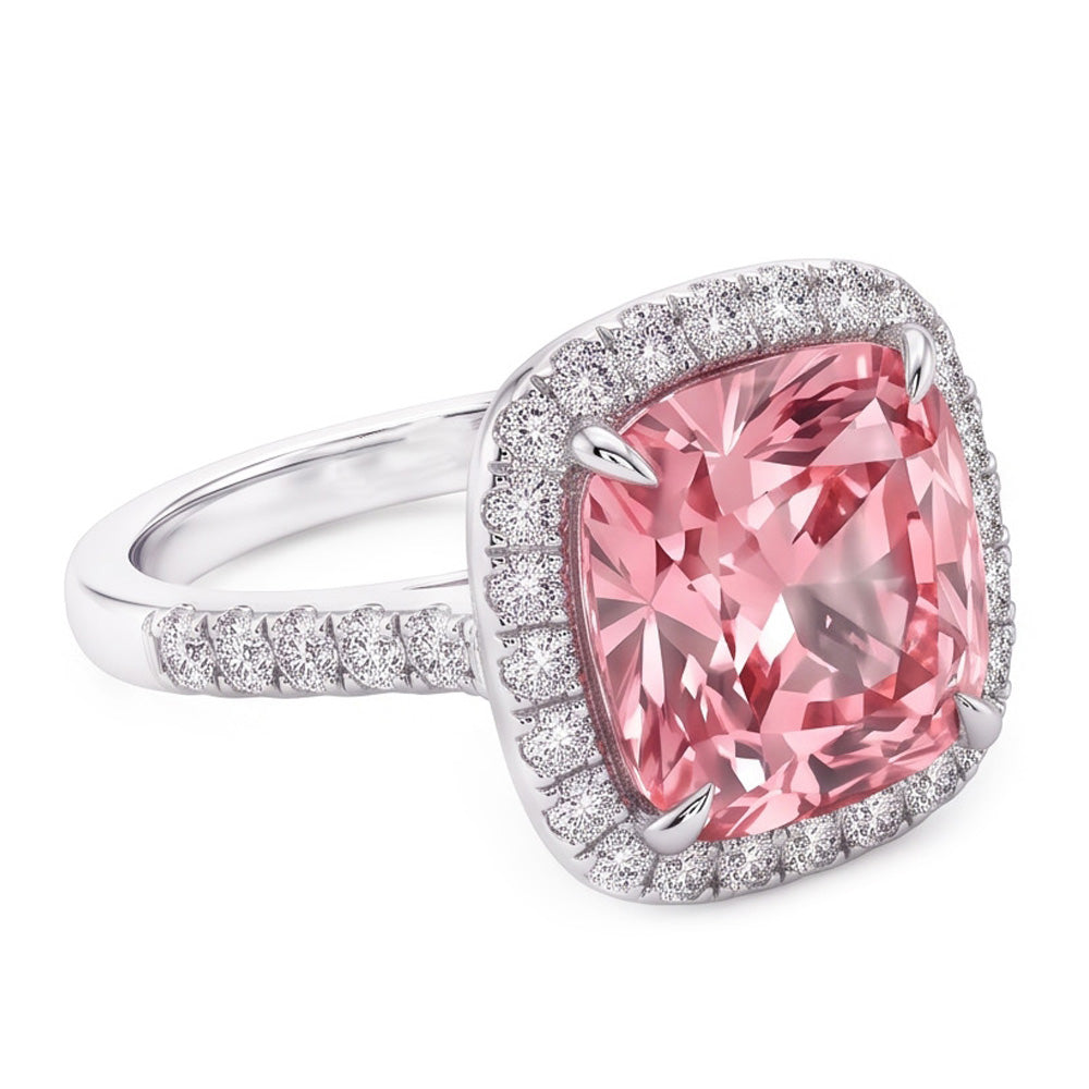 Pink Sapphire Gemstone 5 Carats Engagement Ring White Gold 14K Jewellery