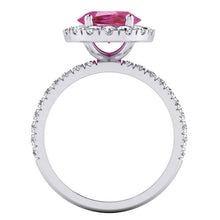 Pink Sapphire Halo Diamond Ring
