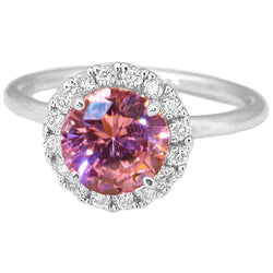 Pink Sapphire Halo Engagement Ring