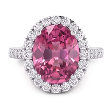 Pink Sapphire Halo Natural Earth Mined Diamond Ring
