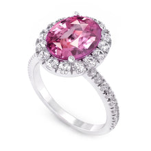 Pink Sapphire Halo Natural Earth Mined Diamond Ring