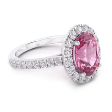 Pink Sapphire Halo Natural Earth Mined Diamond Ring