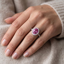 Pink Sapphire Halo Natural Earth Mined Diamond Ring