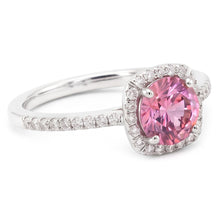 Pink Sapphire Round Center WG Solitaire With Accents Ring 1.15 Ct.
