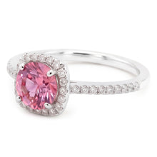 Pink Sapphire Round Center WG Solitaire With Accents Ring 1.15 Ct.