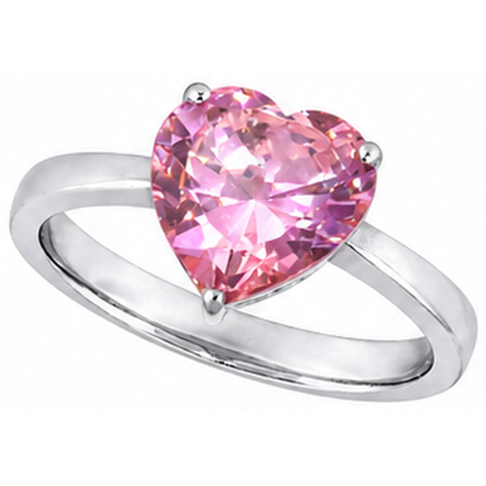 Pink Solitaire Heart Sapphire Engagement Ring