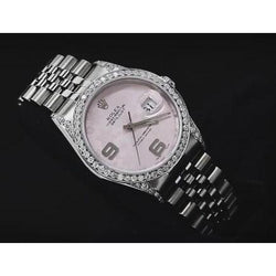 Pink Dial Custom Natural Earth Mined Diamond Bezel Rolex Watch Jubilee Bracelet 36 Mm QUICK SET