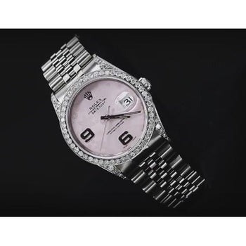 Pink Dial Custom Diamond Bezel Rolex