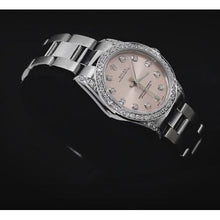 Pink Dial Rolex Watch Custom Diamond Bezel Midsize 31Mm No Date Ss
