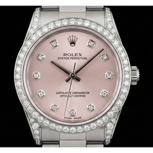 Pink Dial Rolex Watch Custom Diamond Bezel Midsize 31Mm No Date Ss