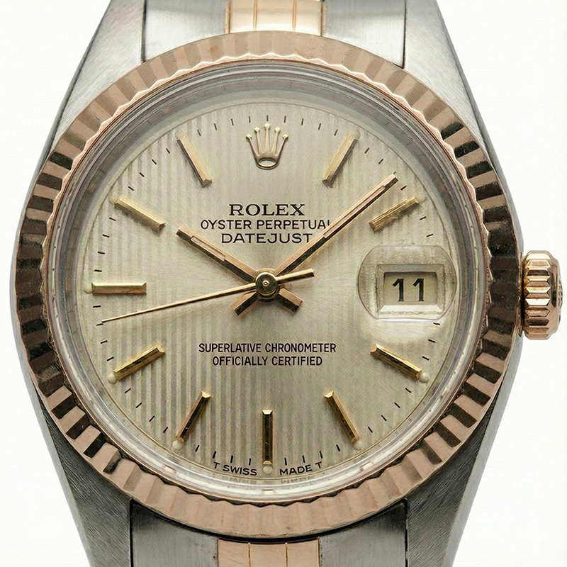 Pink Gold Jubilee Bracelet White Stick watch Rolex Date Just