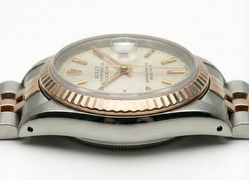 Pink Gold Jubilee Bracelet White Stick watch Rolex Date Just