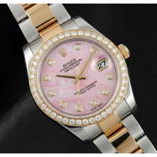 Pink Mother Of Pearl Natural Earth Mined Diamond Dial 36 mm Rolex Datejust Two Tone Watch Oyster Bracelet