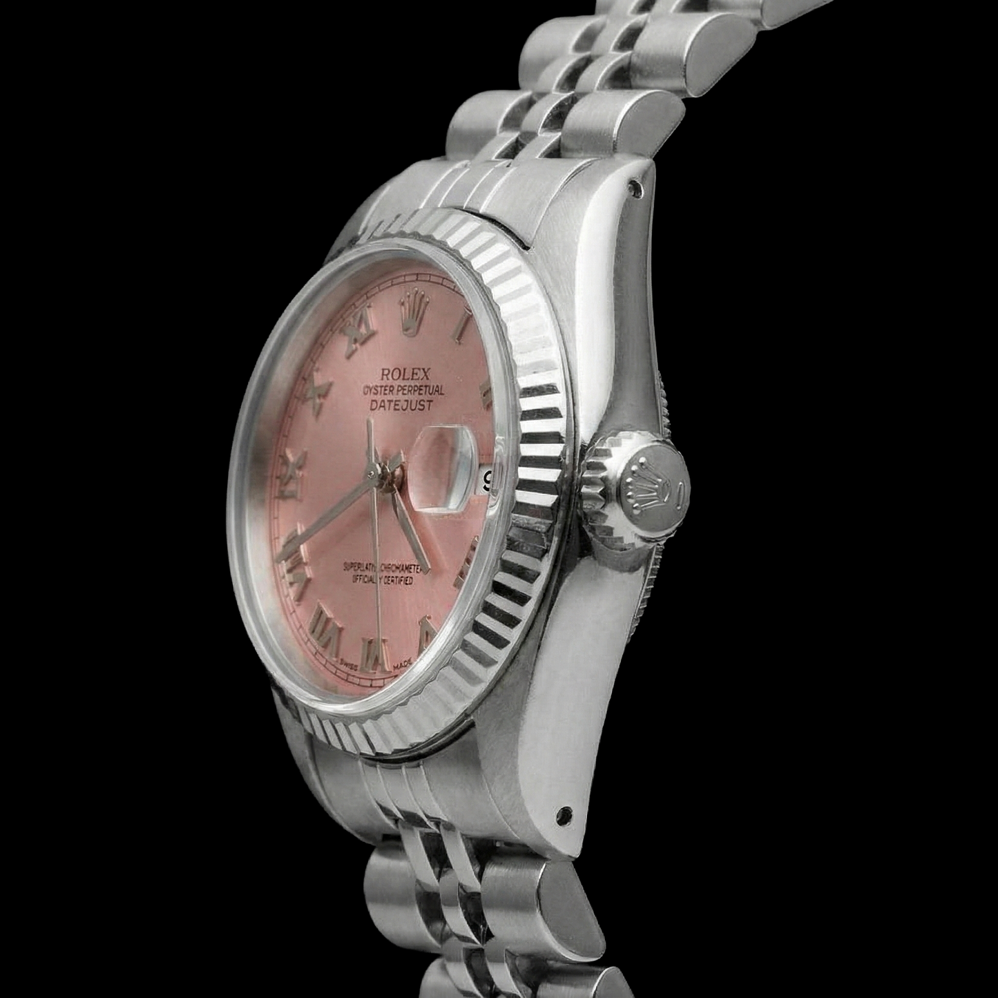 Pink Roman Dial Rolex Datejust Watch Ss Jubilee Bracelet