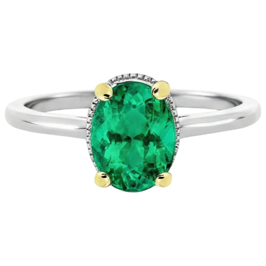 Custom Colombian Emerald Colored Stone Ring 3.50 ct – front view