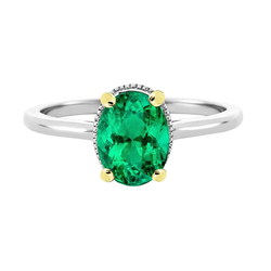 Natural Colombian Emerald Colored Stone Ring 3.50 ct – 14K Two