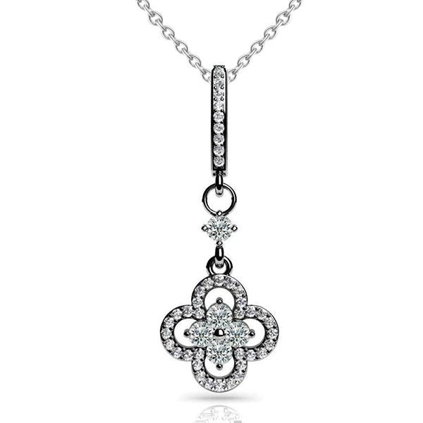 Precious Petals Round Shaped Natural Diamond Pendant Necklace 0.91 Ct. WG 14K