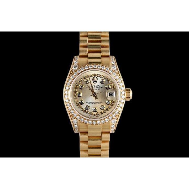 President Rolex Datejust Watch Yellow Gold Natural Earth Mined Diamond Bezel Dial